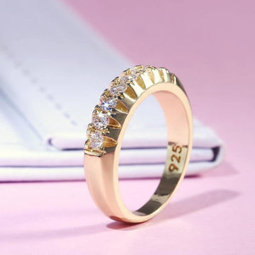 High Quality Golden Color Halo Micro Paved AAA+ Cubic Zirconia Diamonds Ring - The Jewellery Supermarket